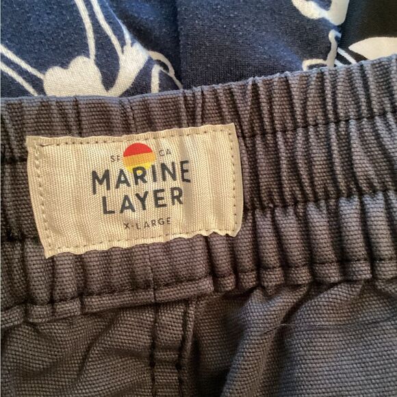 MARINE LAYER MENS XL GREY SATURDAY SHORTS CANVAS POCKETS 5" INSEAM PULL ON WAIST - Picture 7 of 8